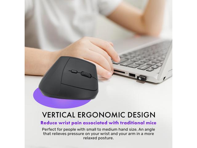 J-Tech Digital Wireless Mouse, Vertical Ergonomic Mouse with 2.4G Wireless & Bluetooth for 3 Multi-Device Function, Adjustable DPI Modes,...