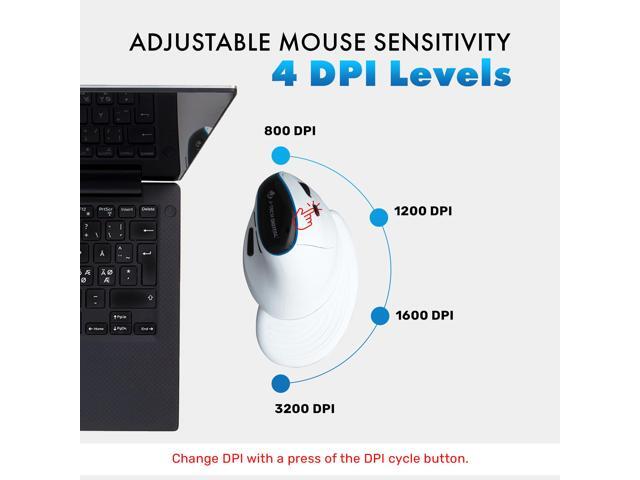J-Tech Digital Wireless Mouse, Vertical Ergonomic Mouse Rechargeable w/ 2.4GHz Wireless + Bluetooth Dual Modes Adjustable 3200 DPI for Laptop,...