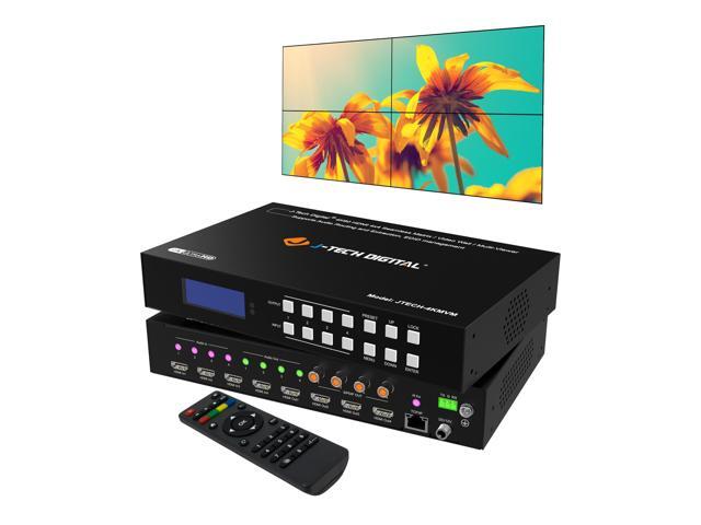 J-Tech Digital 4K 60Hz 4x4 Seamless HDMI Matrix 2x2 Video Wall Controller Multiviewer, 180° Rotate, Audio Extractor, 2x2, 1x4, 1x2, 1x3, 1x4, 2x1,...