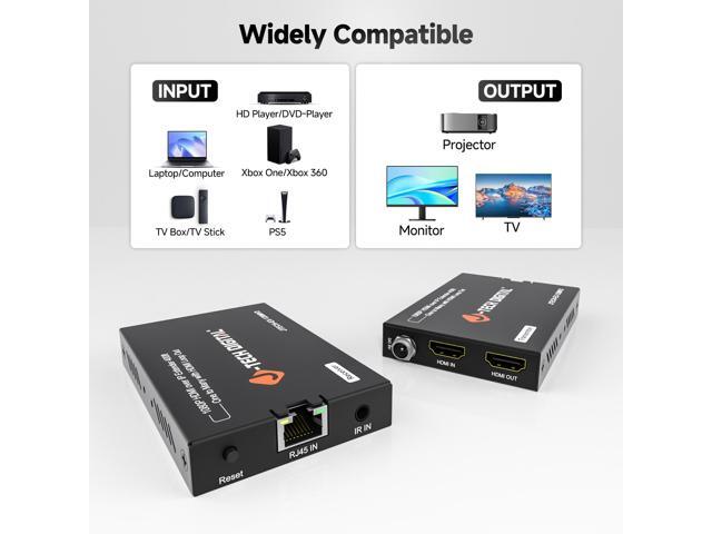 J-Tech Digital HDMI Extender over Single Cat5e/6/7 1080P 60Hz Up to 400ft, AV over IP HDMI Extender HDMI Loop Out IR Control (JTECH-EX-120MV2)