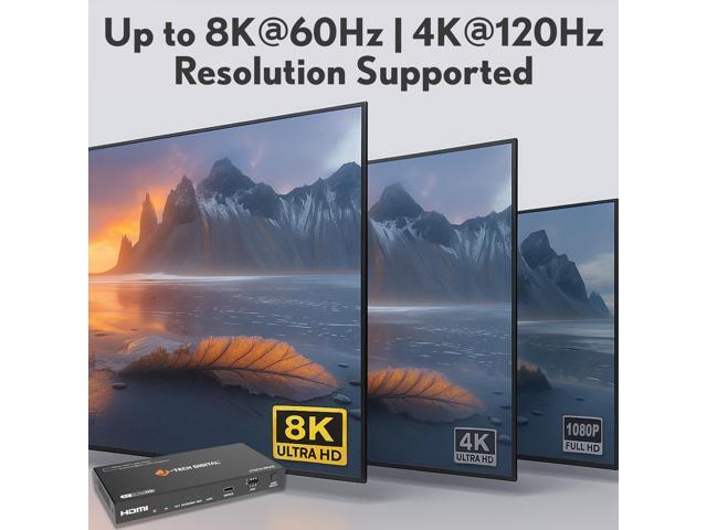 J-Tech Digital 8K HDMI Audio Extractor with eARC ARC 8K 60Hz 4K 120Hz, HDMI to Optical L/R Converter Adapter, HDCP 2.3 HDR CEC EDID [JTECH-8KAE]
