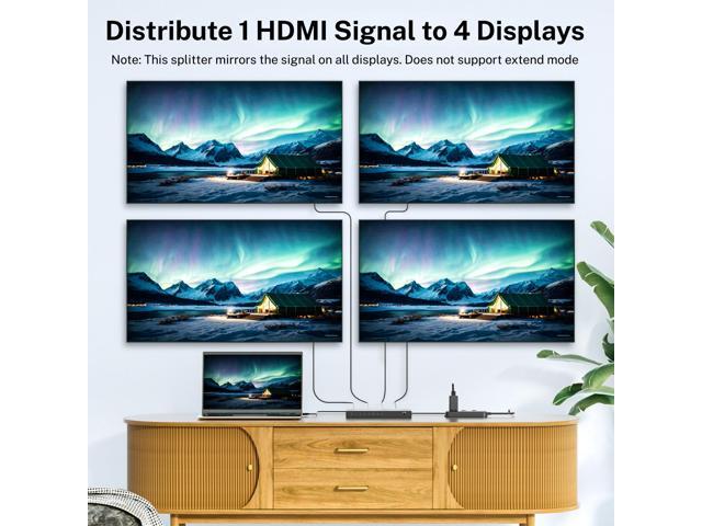 J-Tech Digital 8K HDMI Splitter 1 In 4 Out, HDMI 2.1 1x4 Splitter 8K@60Hz 4K@120Hz 1080P@240Hz, Duplicate/Mirror Screen 3 EDID Modes with...