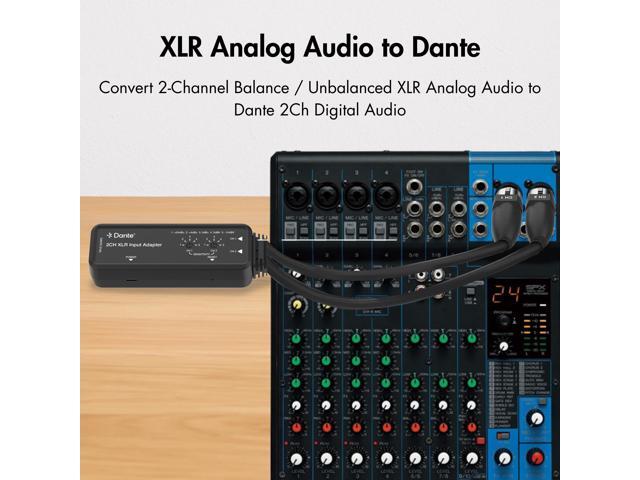 J-Tech Digital 2-Channel XLR to Dante Audio Input Adapter, Balanced/Unbalanced Analog to Digital Audio Converter Adapter, PoE & USB-C Power...