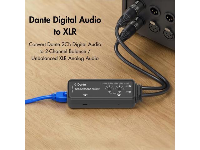 J-Tech Digital 2-Channel Dante to XLR Audio Output Adapter, Balanced/Unbalanced 2-Channel Digital Audio to XLR Converter Adapter, PoE & USB-C Power...