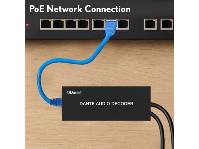 J-Tech Digital 2-Channel Dante Analog Audio Decoder with PoE, Balanced/Unbalanced Audio Output and 3-Level Gain Adjustment Audio Decoder [JTECH-DA2DP]