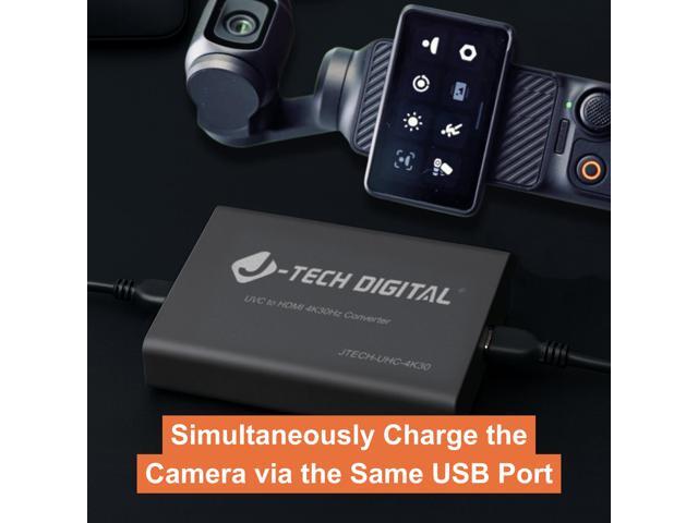 J-Tech Digital UVC to HDMI Converter Adapter 4K 30Hz, USB Camera to HDMI Output with On-Screen Controls, Live Streaming Support, Camera Charging,...