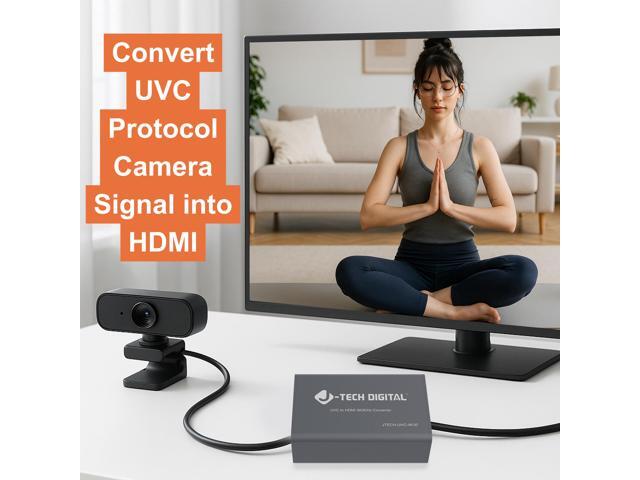 J-Tech Digital UVC to HDMI Converter Adapter 4K 30Hz, USB Camera to HDMI Output with On-Screen Controls, Live Streaming Support, Camera Charging,...