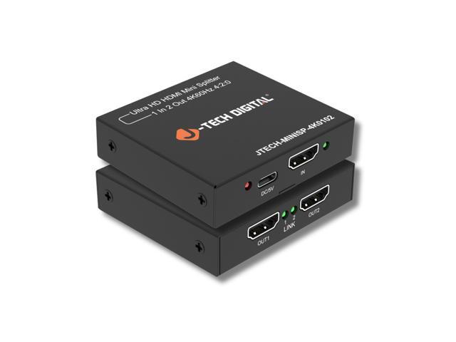 J-Tech Digital HDMI Splitter 1 in 2 Out 4K@60Hz, 1x2 HDMI Splitter for Duplicate/Mirror Dual Displays, Compatible with TV, PS5, Xbox & Blu-ray...