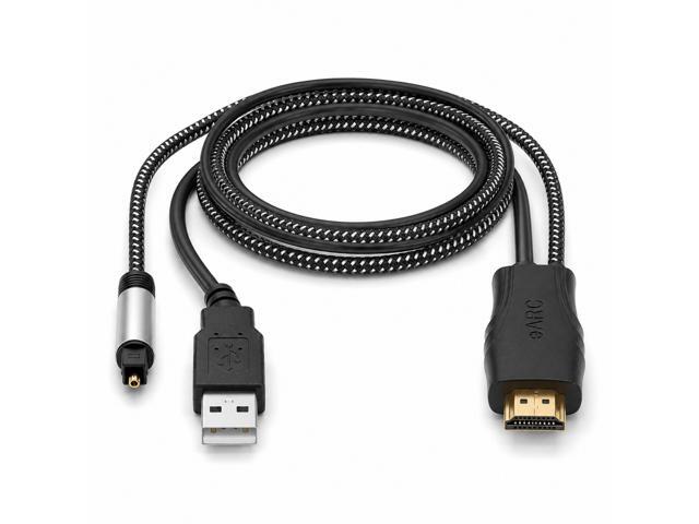 J-Tech Digital HDMI ARC/eARC to Optical Audio Converter Cable, USB Powered, 24-Bit/192kHz, PCM & 5.1 Digital Audio Support for TVs and Sound...