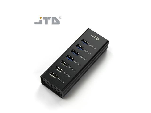 JTD Superspeed USB 3.0 4 Port (24W) Hub with 3.3 ft USB 3.0 Cable + USB Fast Smart Charger 3 ports (MAX 5V/2.4A)