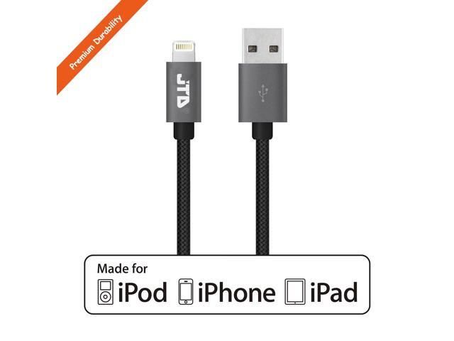 JTD 3ft Nylon Braided Lightning to USB Data Cable Charger Cord 3ft / 0.9m with Ultra-Compact Connector Head for iPhone 6s, 6 Plus 5s 5c 5, iPad...