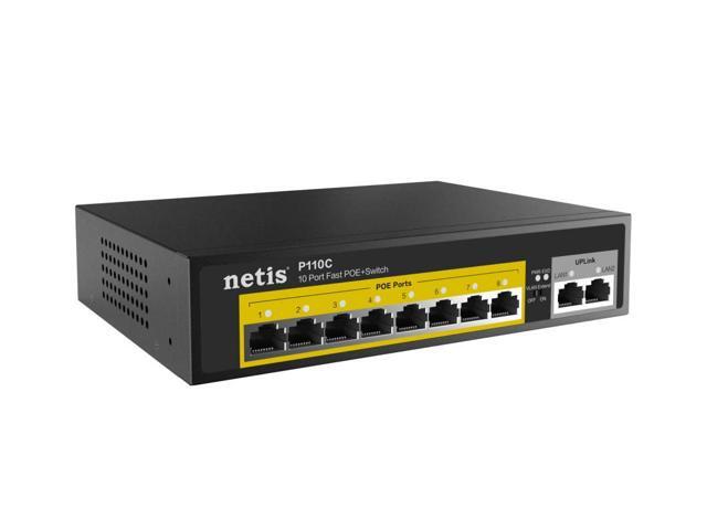 Netis P110C 8 POE+2 Uplink 100M Standard Fast Ethernet POE/ POE+ Switch with Plug and Play IEEE 802.3at/af Compliant Powered Devices (PDs) with...