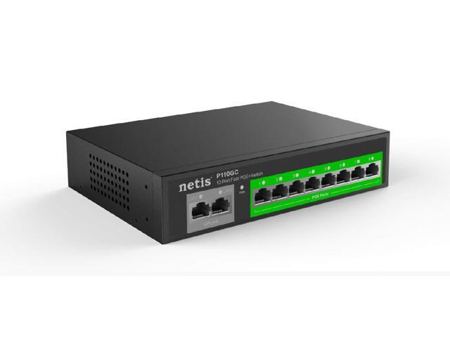Netis P110GC 8GE Gigabit PoE Switch and 2GE Gigabit Uplink 30W PoE+ Per Port 802.3af/at PoE Budget 120W with 4KV Lightning Protection, Internal...