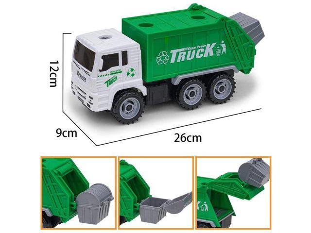 AZToys 215B-52 Friction Powered Garbage Truck Toy for Kids Waste Management Dump Truck with Openable Back Door & 4 Trash Cans for Easy Dumping...