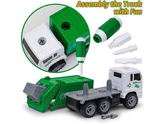 AZToys 215B-52 Friction Powered Garbage Truck Toy for Kids Waste Management Dump Truck with Openable Back Door & 4 Trash Cans for Easy Dumping...