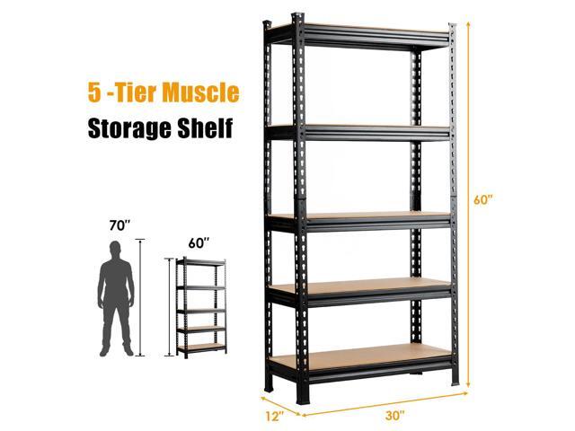 Costway 5-Tier Metal Storage Shelves 60'' Garage Rack Adjustable