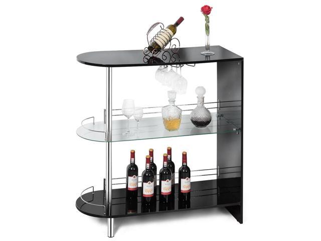 Photos - Other kitchen appliances Costway Wine Rack Unit w/Tempered Glass Shelf & Glass Holders Glossy Black 