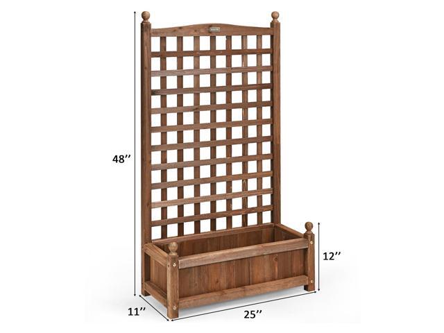 Costway Solid Wood Planter Box with Trellis Weather-Resistant Outdoor 25''x11''x48''