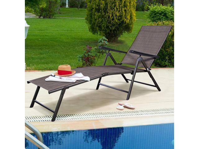 Costway Pool Chaise Lounge Chair Recliner Outdoor Patio Furniture Adjustable