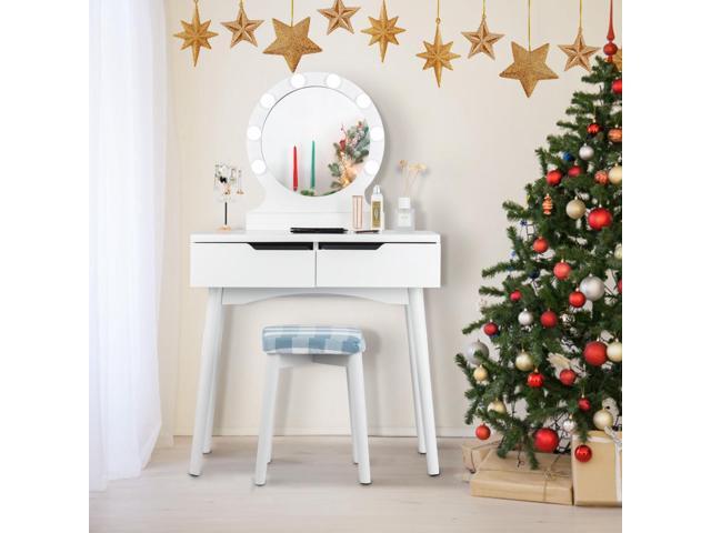Costway Vanity Makeup Dressing 8 Dimmable Bulbs Lighted White