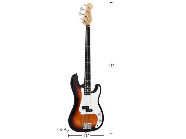 Sonart Full Size Electric Bass Guitar 4 String with Strap Bag Amp Cord Yellow