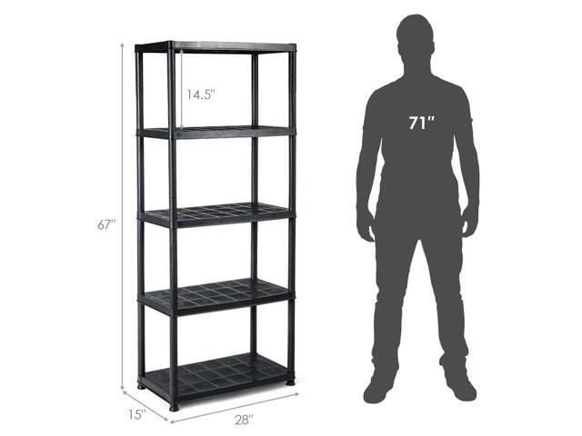 Costway 5-Tier Storage Shelving Freestanding Heavy Duty Rack Black