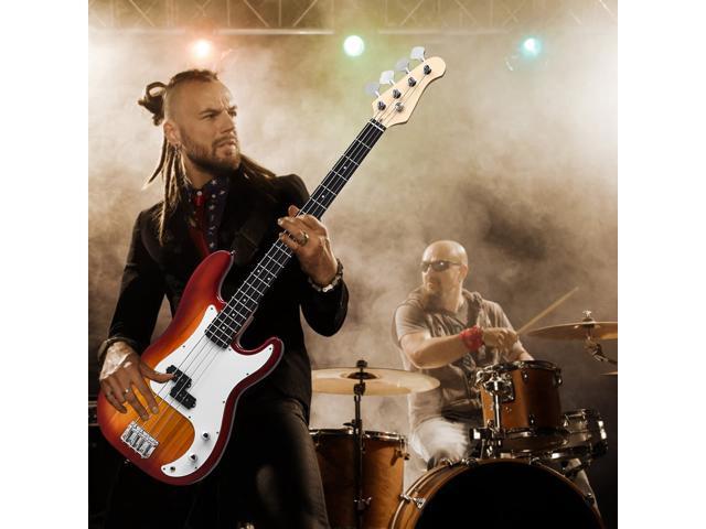 Sonart Full Size Electric Bass Guitar 4 String w/ Strap Guitar Bag Amp Cord Red