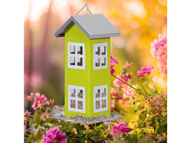 Outdoor Wild Bird Feeder Weatherproof House Design Garden Yard Decoration Green