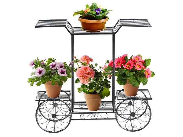 Photos - Flower Pot Costway 6-Tier Garden Cart Stand Flower Rack Display Decor  Plant Holder 