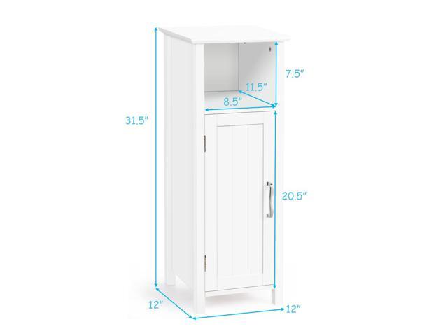 Bathroom Floor Storage Cabinet Free Standing w/ Single Door Adjustable Shelf