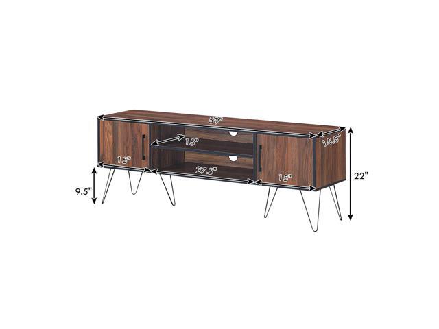 Costway TV Stand Media Center Storage Cabinet & Shelf Hold up to 60''TV W/ Metal leg