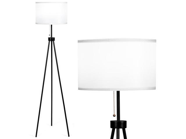 Photos - Chandelier / Lamp Costway Modern Metal Tripod Floor Lamp White Fabric Shade w/ Chain Switch Home & O 
