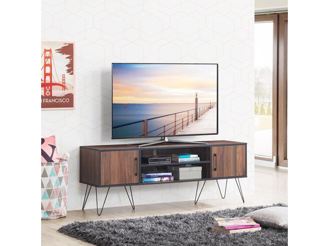 Costway TV Stand Media Center Storage Cabinet & Shelf Hold up to 60''TV W/ Metal leg