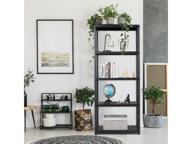 Costway 5-Tier Storage Shelving Freestanding Heavy Duty Rack Black