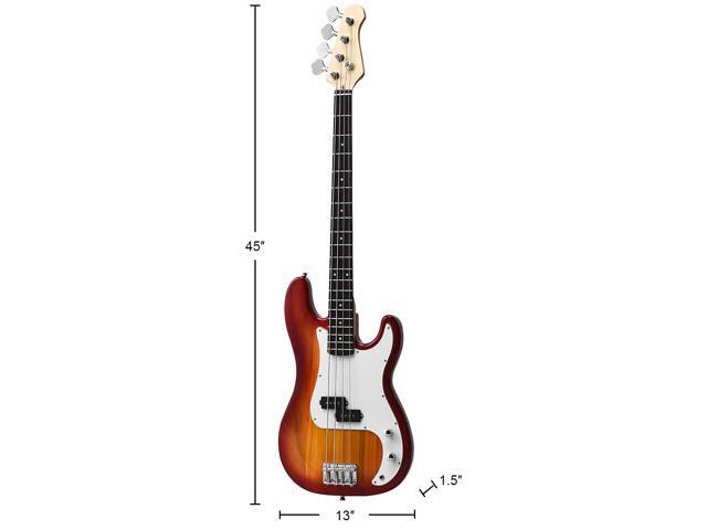 Sonart Full Size Electric Bass Guitar 4 String w/ Strap Guitar Bag Amp Cord Red