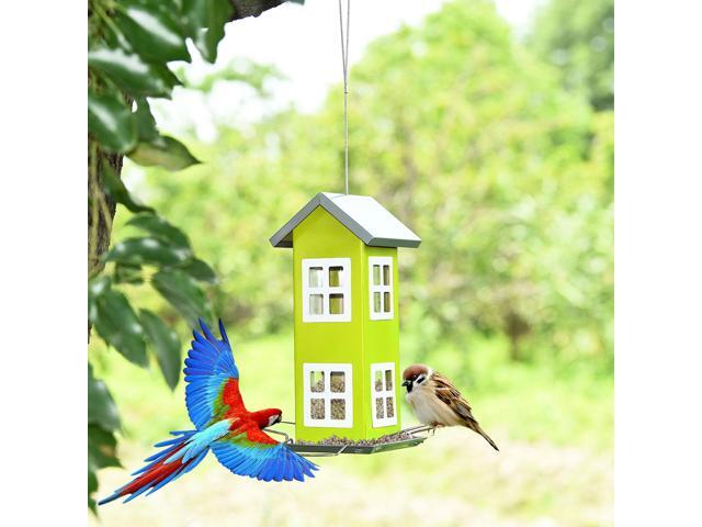 Outdoor Wild Bird Feeder Weatherproof House Design Garden Yard Decoration Green