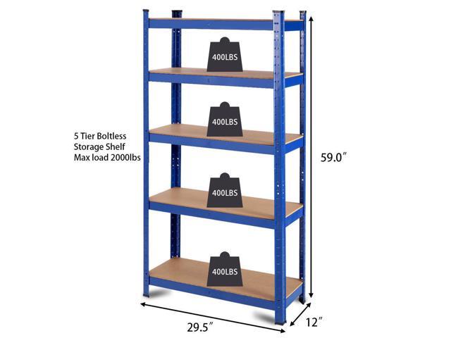 Adjustable 30''x59''5 Level Garage Tool Shelf Storage 2000lbs Capacity