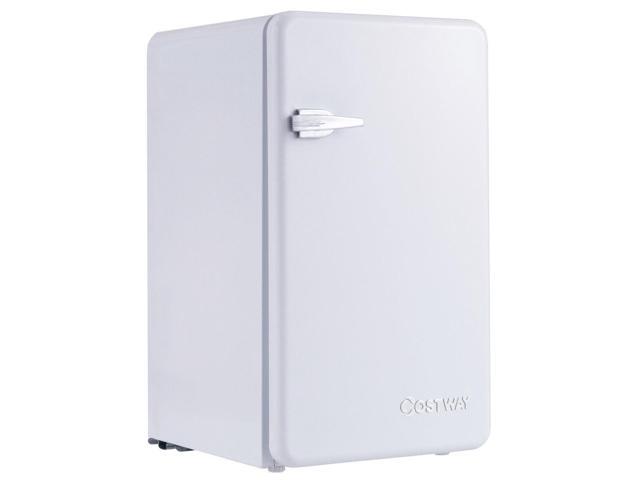 Costway 3.2 Cu Ft Retro Compact Refrigerator w/ Freezer Interior Shelves Handle White