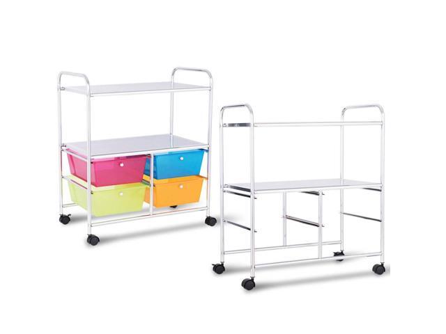 Costway 4 Multifunctional Drawers Rolling Storage Cart Rack Shelves Shelf Home Office