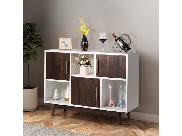 Costway Wood Display Storage Cabinet Console Table TV Stand Multipurpose w/ Door & Shelf