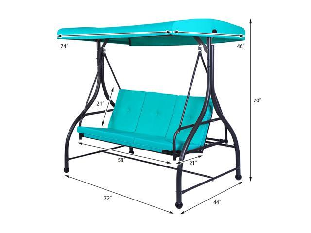 Costway Converting Outdoor Swing Canopy Hammock 3 Seats Patio Deck Furniture Turquoise