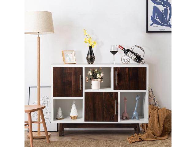 Costway Wood Display Storage Cabinet Console Table TV Stand Multipurpose w/ Door & Shelf