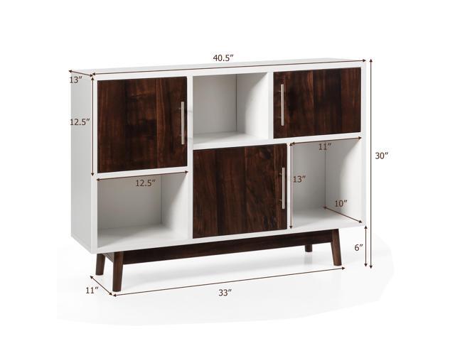 Costway Wood Display Storage Cabinet Console Table TV Stand Multipurpose w/ Door & Shelf