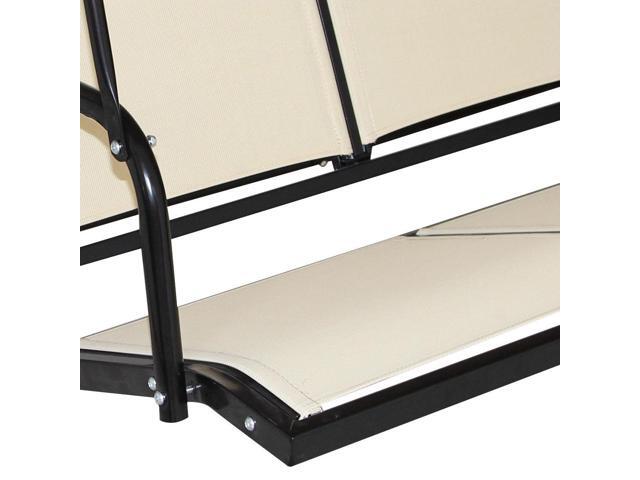 Costway 3 Person Outdoor Patio Swing Canopy Awning Yard Furniture Hammock Steel Beige