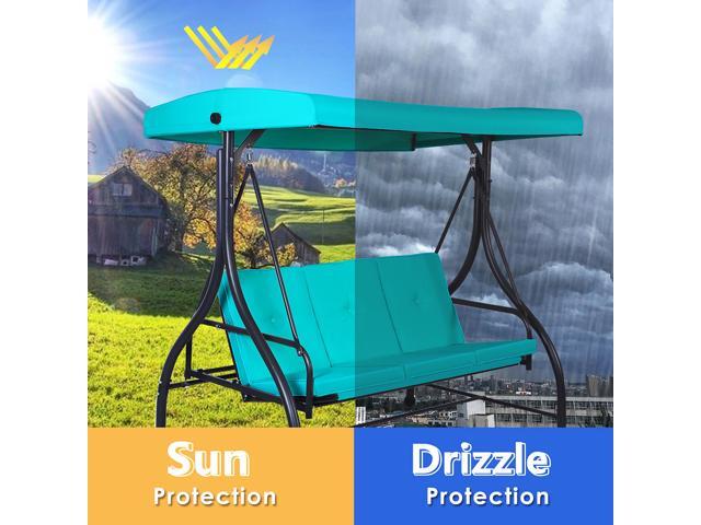 Costway Converting Outdoor Swing Canopy Hammock 3 Seats Patio Deck Furniture Turquoise