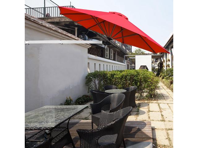 Photos - Other Appliance Accessories Costway 8ft Wall-Mounted Umbrella Telescopic Folding Tilt Sun Shade Burgun 