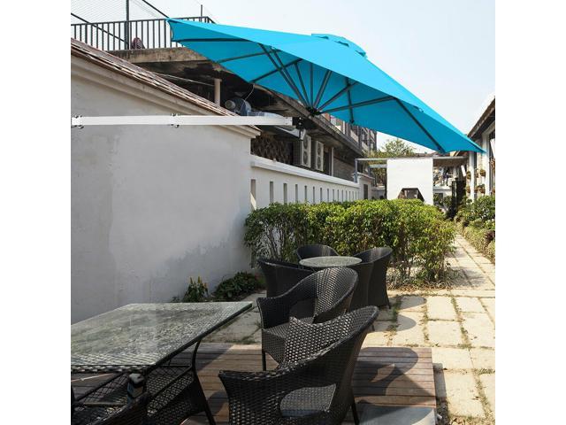 Photos - Other household accessories Costway 8ft Wall-Mounted Umbrella Telescopic Folding Tilt Sun Shade Turquo 