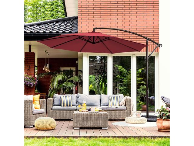 Photos - Other household accessories Costway 10FT Patio Offset Hanging Umbrella Easy Tilt Adjustment 8 Ribs Bac 