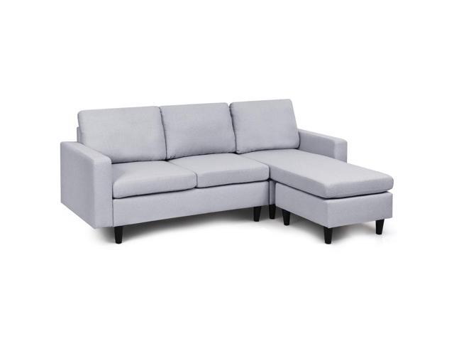 Costway Convertible Sectional Sofa Couch Fabric L-Shaped Couch w/Reversible Chaise Gray