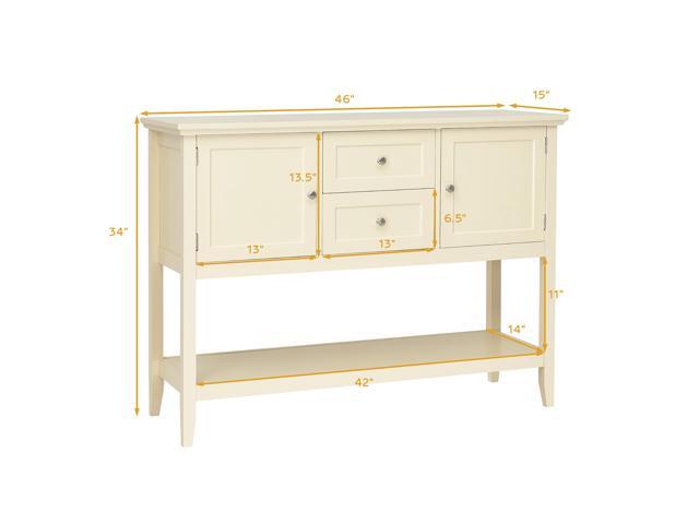 Costway Sideboard Buffet Table Wooden Console Table w/ Drawers & Cabinets Beige